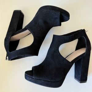 H&M black faux suede cut out heels size eur 36, US 5.5-6